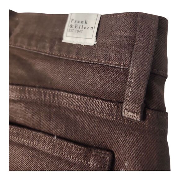 Frank & Eileen Cork High Waist Straight Leg Jeans Sz 27 Chocolate Brown Raw Hem - Picture 10 of 12